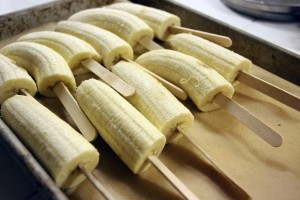 Frozen Bananas Dipped in Chocolate